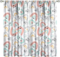Boho Rainbow Curtains for Kids Nursery Colorful Floral Sun Star Clouds Pastel Bohemian Pattern Print Window Drapes for Girl Bedroom Living Room Kitchen Decor,2 Panel Set,42Wx45H Inch Blackout