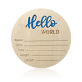 Baby Announcement Sign, 5.9 Inch Wooden Hello World Newborn Signs, Birth Announcement Sign, Baby Shower Hospital Nursery for Newborn Boys and Girls… (Blue)