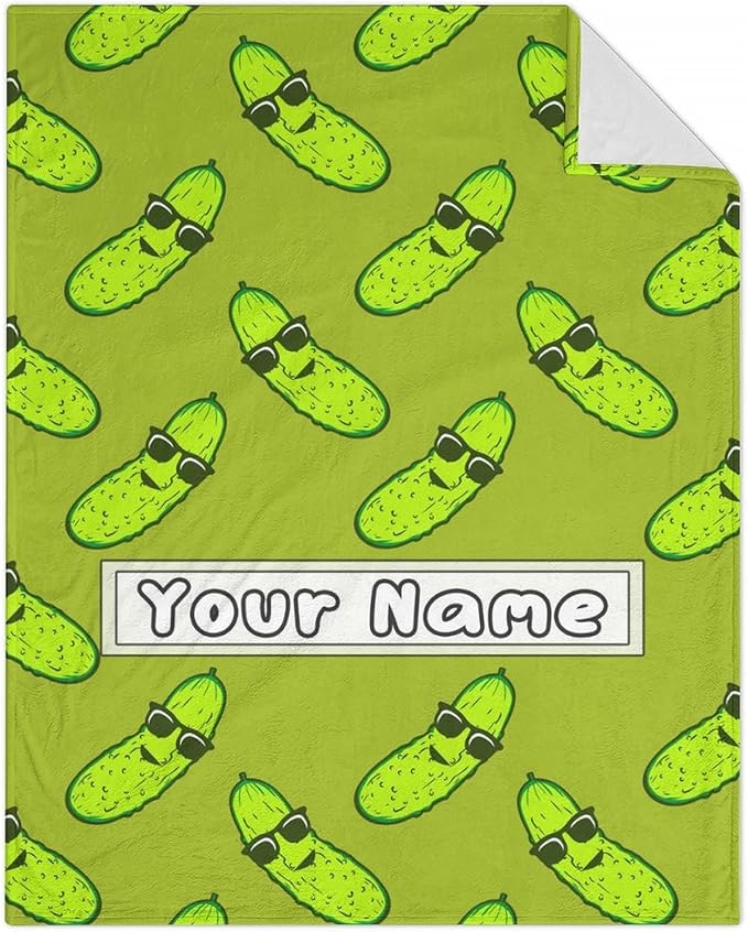 Custom Pickle Throw Blanket for Baby - 30x40 Inches Lap Size - Soft Fluffy Cozy Blankets Gift - Green Funny Blanket Throws for Couch, Work