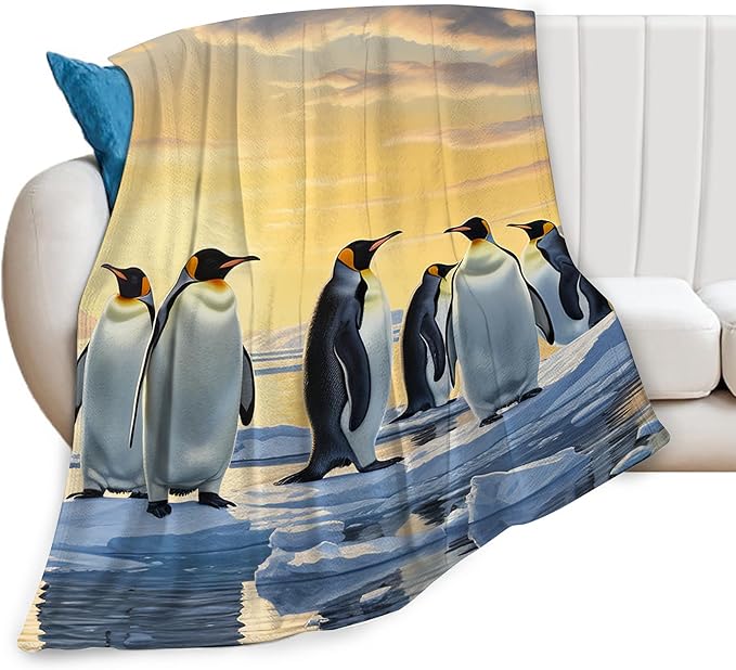 Penguin Blanket Antarctic Penguins Gifts for Girls Boys Woman Kids Penguin Lover Throw Blankets Soft Blanket Warm Fleece Flannel Plush Blankets for Bed Sofa Couch 40"x50"