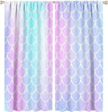 Fantasy Mermaid Curtain Rainbow Mermaid Scales Purple Pink Blue Ocean Theme Dream Blackout Window Treatment for Kids Boys Girls Bedroom Nursery Room Decor Rod Pocket Window Drapes 63x72in