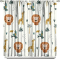 Cute Lion Window Curtains for Kids Bedroom,Cartoon Woodland Jungle Forest Wildlife Little Lion Giraffe Owl Palm Tree Printed Pattern Blackout Drapes for Living Room Baby Nursery Room 63x72in