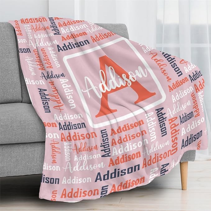 Dr.TOUGH Name Blanket Personalized Blanket for Adult Kids Flannel Customized Personalized Blankets and Throws