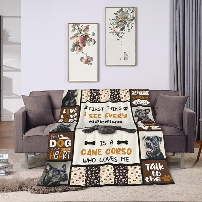 Cane Corso Blanket Cane Corso Decor Throw Blanket Super Soft Flannel Lightweight Fluffy Plush Fuzzy Fleece Stuff Blanket Gifts for Dog Lover Girl Woman Adults Man Boys Kids for Bedding Sofa 60"X80"