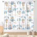 Cartoon Bear Curtains, Kids Boys Girls Cute Lovely Bear Adventure Airplane Cloud Pastel Blue Window Drapery Treatments for Baby Living Room Bedroom Nursey Toddler Classroom 2 Panels, 84"x63" Inch