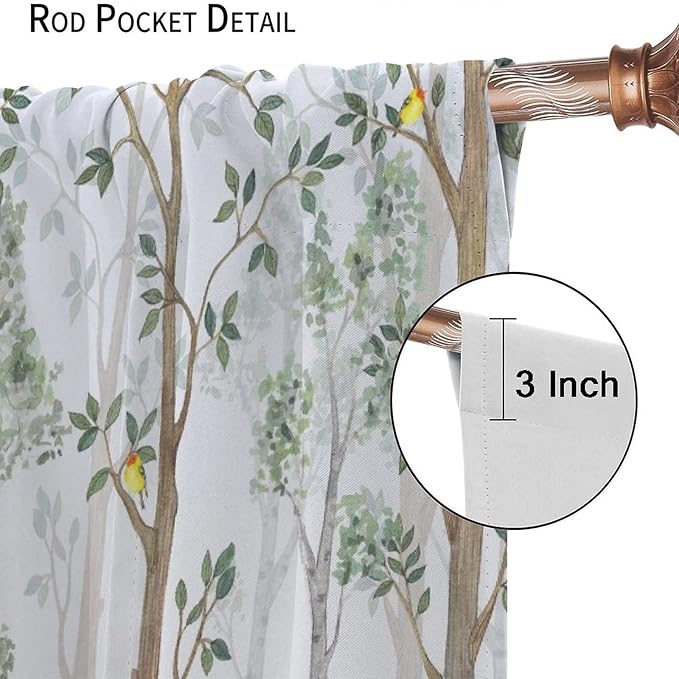Kids Animal Curtains, Watercolor Natural Forest Animal Hedgehog Fox Butterfly Rabbits Forest Print Curtain Boys and Girl Bedrooms 84x84in