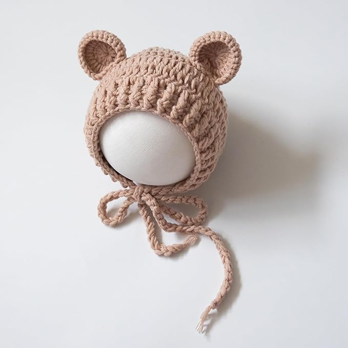 Zeroest Newborn Baby Boy Girl Photography Props Bear Hat Outfits Crochet Kint Handmade Cap Set for Newborn Photo Shoot