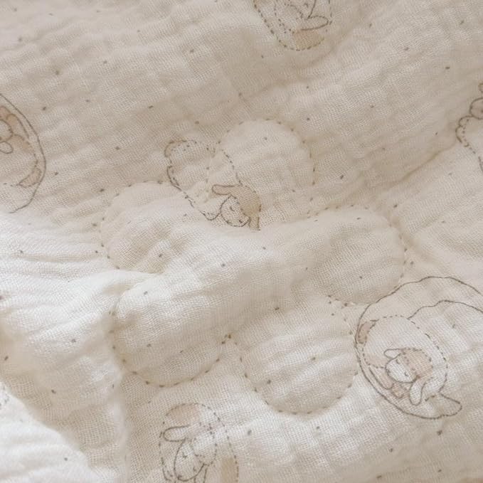BuLuTu Muslin Baby Quilt Crib Blanket Toddler Comforter for Girls Boys| 2 Layer Cotton Muslin| Soft Breathable| 47"x59", 1.5 Pounds| Sheep Pattern | Machine Washable