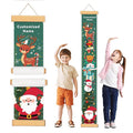 Canvas Height Chart Ruler Removable Hanging Wall Ruler Measurement Chart for Home Decoration, Waterproof Measuring Board, Foldable（Christmas Deer）