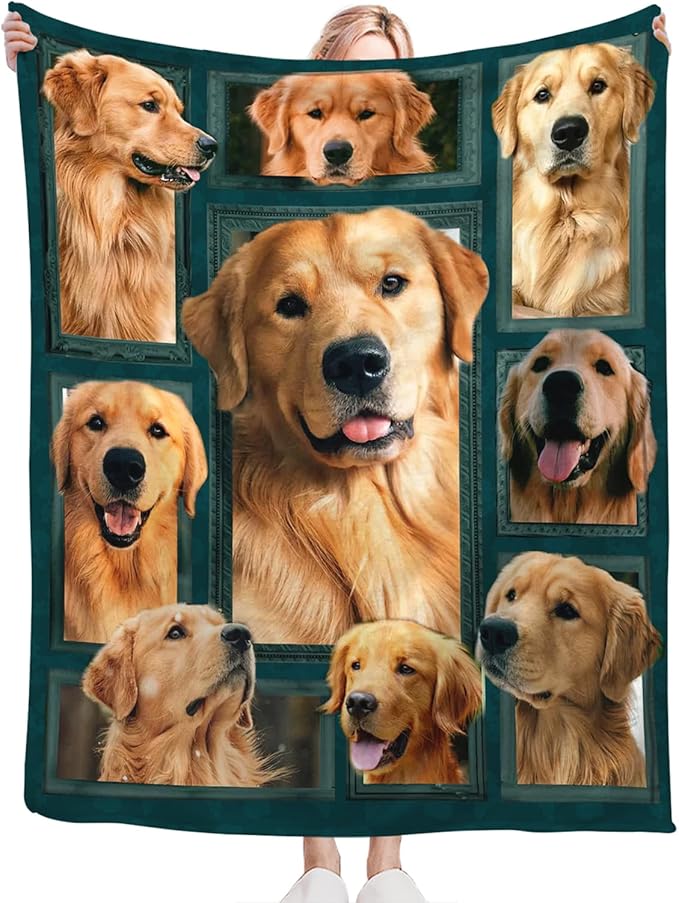 Tijuboni Golden Retriever Throw Blanket Dog Gifts for Girls Boys Women Men Kids Adults Soft Flannel Fleece Blanket for Couch Sofa Bed Home Decor 60"x80"