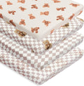 Fitted Baby Neutral Pack N Play Sheets Mini Crib Sheets Bear and Buffalo Check Plaid Breathable Unisex Baby Sheet Set for Boys or Girls