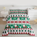 Feelyou Merry Christmas Tree Comforter Set King Size Cute Snowman Bedding Set for Kids Boys Girls Santa Claus Duvet Quilt Cartoon Bowknot Bedroom Decor Microfiber 3 Pcs with 2 Pillow Cases