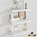 Fun Memories 24 x 12 Inch Deep Floating Shelves, 12 Inch Deep Rustic Wooden Book Shelf, Extra Deeper & Thicker Hanging Shelves for Living Room, Bathroom, Bedroom, Kitchen, Office, Set of 3 (White)