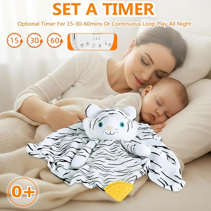 BEREST Baby Sound Sleep Soother- White Noise and Lullaby Infant Sleeping Aid with Cry Sensor at Nap Time Routine, Awesome Babies Gift Portable Plush Toddler Snuggle Toy, Infant Blanket (Milky White)