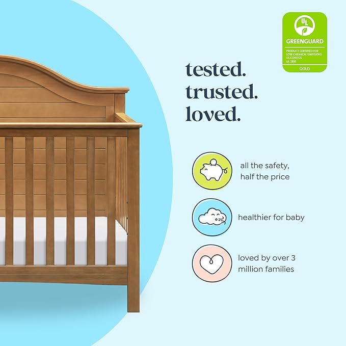 Carter's by DaVinci Nolan 4-in-1 Baby Crib - Convertible to Toddler Bed, Daybed, Full-Size Bed - GREENGUARD Gold Certified - 4 Adjustable Mattress Heights - Conversion Kit Sold Separately - Chestnut