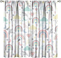 Boho Rainbow Curtains for Kids Nursery Colorful Floral Sun Star Clouds Pastel Bohemian Pattern Print Window Drapes for Girl Bedroom Living Room Kitchen Decor,2 Panel Set,42Wx54H Inch Blackout