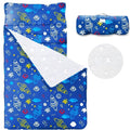 Toddler Nap Mat with Removable Pillow and Blanket, Cot Nap Mats for Daycare Preschool Kindergarten, Roll Up Lightweight Portable Travel Sleeping Bag, Blue Space