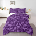 Feelyou Vintage Purple Floral Bedding Set Twin Size, Paisley Floral Comforter Set Boho Floral Comforter for Kids Toddler Paisley Duvet Set Microfiber Bed Set