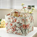 Boho Fabric Storage Basket, Collapsible Floral Laundry Nursery Hamper, Portable Folding Organizer Bin for Home Office Picnic Clothes Toys Books Sundries Storage (Floral 10)