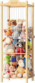 HOOBRO Stuffed Animal Storage & Organizer, Bamboo Stuffed Animal Holder, Plush Toy Storage Organizer for Playroom, Living Room, Nursery, Natural YL65CW01