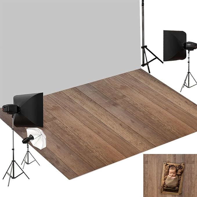 Kate Photography Foor Mats Light Brown Wood Printed Floor Mats Rubber Floor Mat Newborn Photography Drops Photo Studio Props 5x4ft