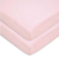 American Baby Company 2 Pack 100% Natural Cotton Fitted Mini Crib Sheets 38" x 24" - Soft & Breathable Small Nesting Portable Sheets, Fits Pack N Play Mattresses, Pink, for Boys & Girls