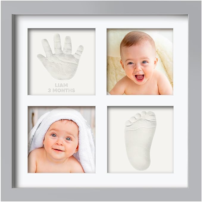 KeaBabies Baby Hand and Footprint Kit - Baby Footprint Kit, Clay Handprint Keepsake Frame, Nursery Picture Frame For Newborns, Personalized New Mom Gifts for Showers & Registry (Cloud Gray)