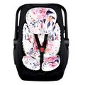 Pea Pod Baby Car Seat Head Support for Newborn, 2 in 1 Infant Car Seat Head Body Support for Girls Extra Soft Breathable Baby Car Seat Cushion Insert for Strollers, Swings, and Bouncers, Pink Floral