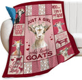 Goat Blanket Just A Girl Who Loves Goats Sheep Lamb Print Throw Blankets for Sofa Stuff Decor Soft Cozy Fleece Plush Flannel Gifts for Baby Kids Women Adults Lover 60"x80"