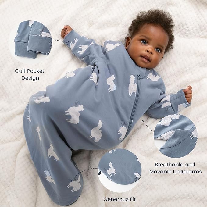 Unisex Sleeping Bag for Babies and Toddlers 1.0 Tog Sleep Sack 6-18 Months, Newborn Sleep Sack, Wearable Blanket Baby, One piece Long sleeves, Gifts for Baby