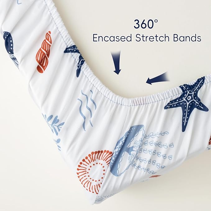 PHF 4 Pack Soft Shark Crib Sheets Fitted, Comfy Breathable Baby Sheets for Boys Girls, 28x52 Inches Fits Standard Crib and Toddler Mattresses, Shark