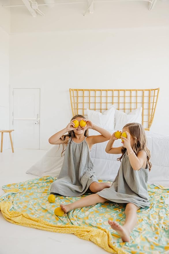 Copper Pearl Jumbo 3-Layer Quilt: Soft Quilts for Boys & Girls | Breathable, Cozy Toddler Blanket | Newborn Quilt | 46x46 Premium Polyester/Rayon | Lemon
