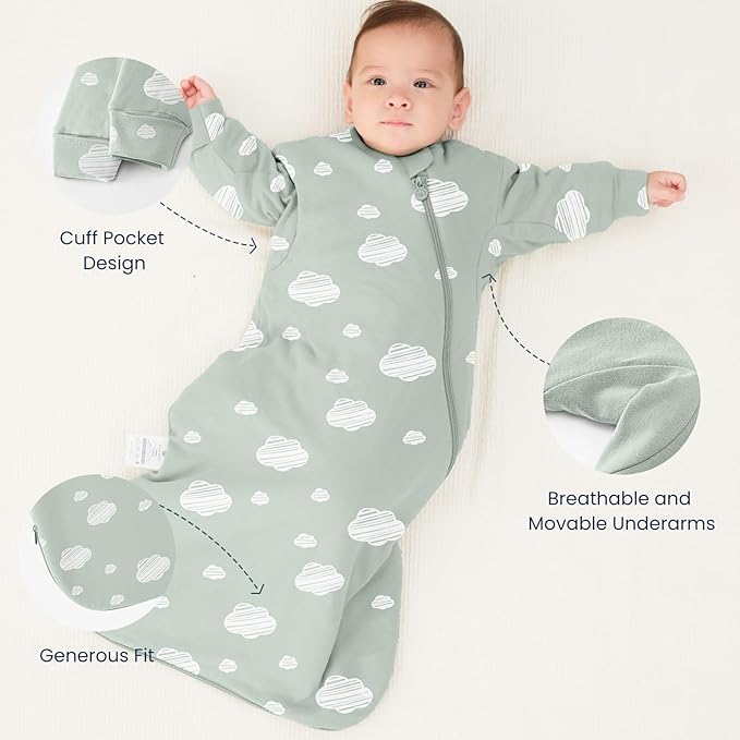 Unisex Sleeping Bag for Babies and Toddlers 1.0 Tog Sleep Sack 0-6 Months, Baby Sleep Sack, Newborn Sleep Sack, Wearable Blanket Baby, One Piece Long Sleeves, Gifts for Toddlers