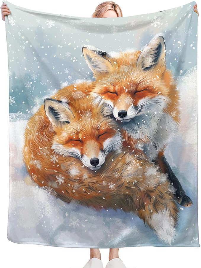 Tijuboni Fox Throw Blanket Fox Gifts for Girls Boys Women Men Kids Adults Soft Flannel Fleece Blanket for Couch Sofa Bed Home Decor 60"x80"