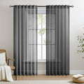 Dreaming Casa Black Sheer Curtains 84 Inches Long, Rod Pocket & Back Tab Light Filtering Textured Sheers for Living Room Bedroom, 2 Panels, Each 52" W x 84" L