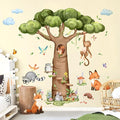 Tanlaby Woodland Animal Tree Wall Decals Rabbit Fox Monkey Baobab Tree Wall Stickers Peel and Stick Art Decor for Baby Nursery Kids Bedroom Toddler Room Decor