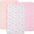 PHF 3 Pack Soft Mini Crib Sheets, Butterfly Pack N Play Sheets for Baby Girls, No Slip Universal Fit for Pack N Play, Playard, Portable and Mini Crib Mattresses, Butterfly