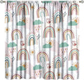 Kids Rainbow Curtains Boho Cartoon Colorful Stars Love Heart Lovely Abstract Art Pattern Print Window Drapes for Girl Bedroom Living Room Kitchen Decor,2 Panel Set,42Wx45H Inch Decor