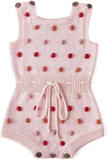Simplee kids Baby Girl Knit Romper Fall Sleeveless Pompoms Rompers Newborn Little Girl Overall Jumpsuit Outfits