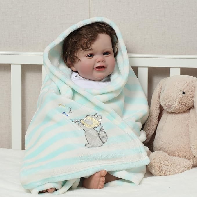 CREVENT 30''X40'' Cute Cozy Fluffy Warm Baby Blanket for Girls Boys Infants Toddlers' Bedding Crib Cot Stroller, Baby Shower Birthday Newborn's Gift - Racoon