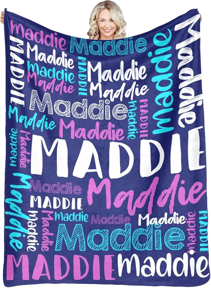 Dr.TOUGH Personalized Blankets with Name Customized Baby Blankets for Girls Boys Adults Monogrammed Blankets and Throws Christmas Birthday Mothers Fathers Valentines Day Gift (Yellow, 40''×50'')