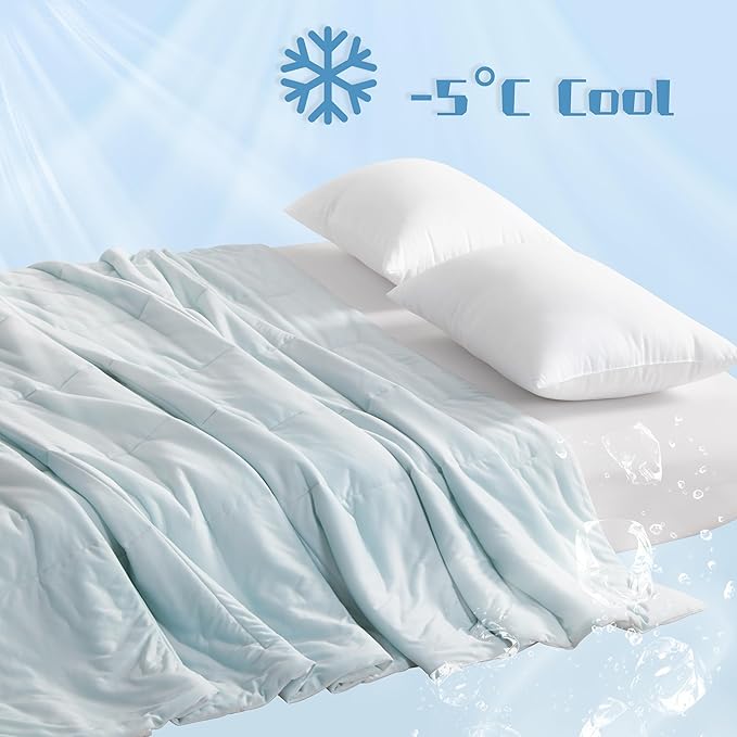 NTBAY Cooling Throw Blanket, 50x60 Inches - Japanese Double-Sided Cool Fabric with Q-Max 0.43, Soft Summer Couch Blanket for Adults, Kids and Pets, Aqua