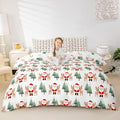 Feelyou Christmas Duvet Cover Cartoon Santa Claus Bedding Set for Kids Boys Girls Teens Room Decor Cute Deer Christmas Tree Comforter Cover Set Xmas Theme Bedspread Cover 3Pcs Zipper King Size