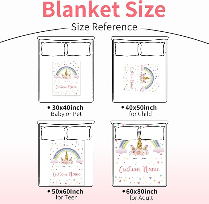 Personalized Horse Blanket with Name for Girl, Custom Name Blanket for Kids, Soft Flannel Pink Horse Toddler Blanket Customized Gift for Birthday Christmas Baby Shower Newborn Gift 60" X 80"