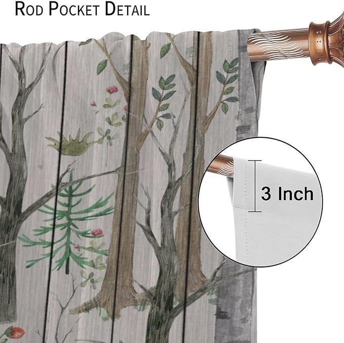 Forest Animal Curtains,Winter Dry Branches Pine Tree Moose Bear Animal Print Curtains for Children Boys and Girls Bedroom Living Room 72x63in