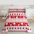 Feelyou Merry Christmas Tree Kids Comforter Set King Size Cute Snowman Bedding Set Santa Claus Duvet Quilt for Kids Boys Girls Bedroom Cartoon Bowknot Decor Microfiber Ultra Soft Breathable