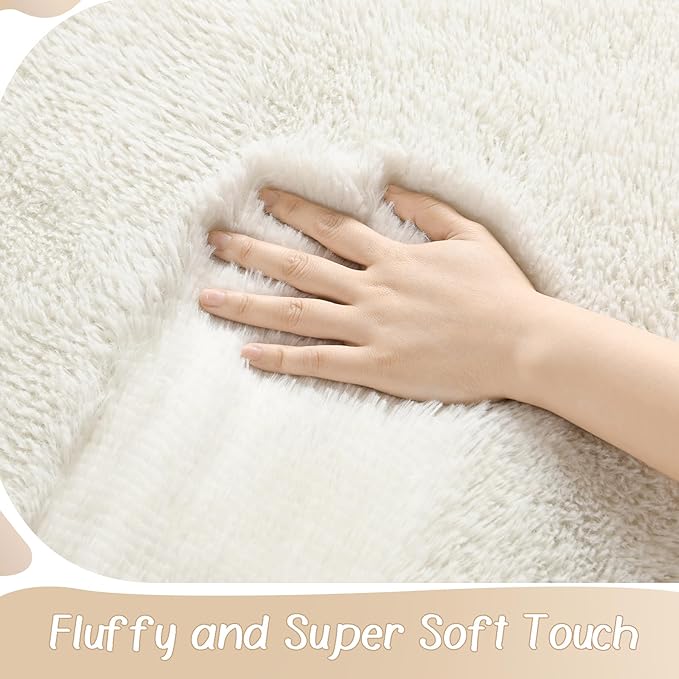 BENRON Soft Runner Rugs for Bedroom 2x10, Washable Long Runners for Hallway Entryway Kitchen Dorm, Fluffy Throw Rug for Kids Girls Room Decor Photo Prop, Cream White