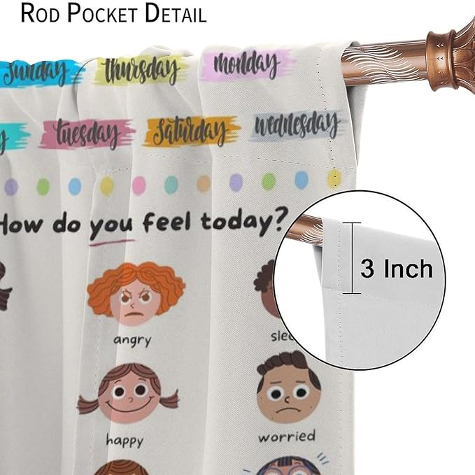 Kids Educational Alphabet Cartoon Curtain Solar System Shapes Cute Knowledge Printed Rod Pocket Blackout Window Drapes for Todders Nursery Baby Bedroom Living Room 84" W X 84" L