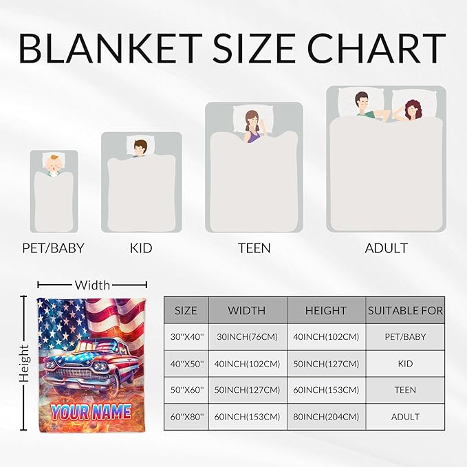 Custom Blanket for Gifts - 30" x 40" Inches Comfort Kids Car Blanket for Boys - Aesthetic Lightweight Soft Throws for Couch, Lap