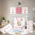 Personalized Baby Bedding Set, 5 Pcs Custom Infants Bedding Set with Infant Name, Double Layer Crib Set for Boys Girls, Customized Gifts for Nursery Toddlers Baby Shower, Hot Air Balloon Animal